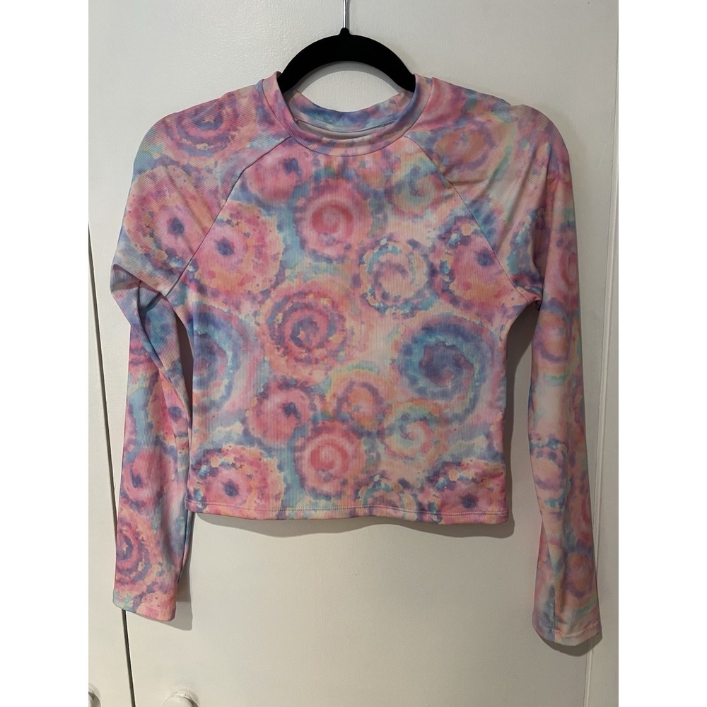 Andy & Evan Girls Youth Large 12/14 Pink Tie Dye Print Rashguard Long Sleeve‎